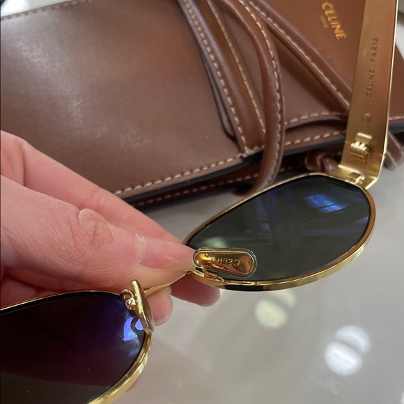 Celine Metal Triomphe Oval Sunglasses with Brown Leather Case - Picture 7 of 9